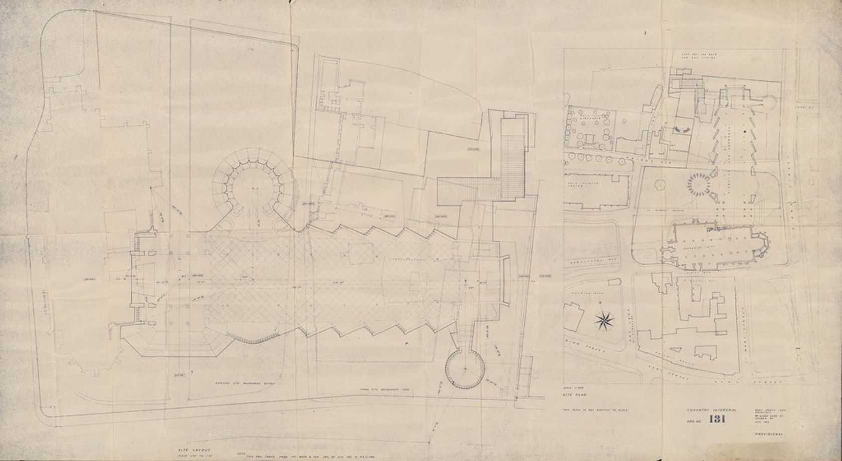 Coventry Cathedral Basil Spence plan No 131 Plan of Coventry